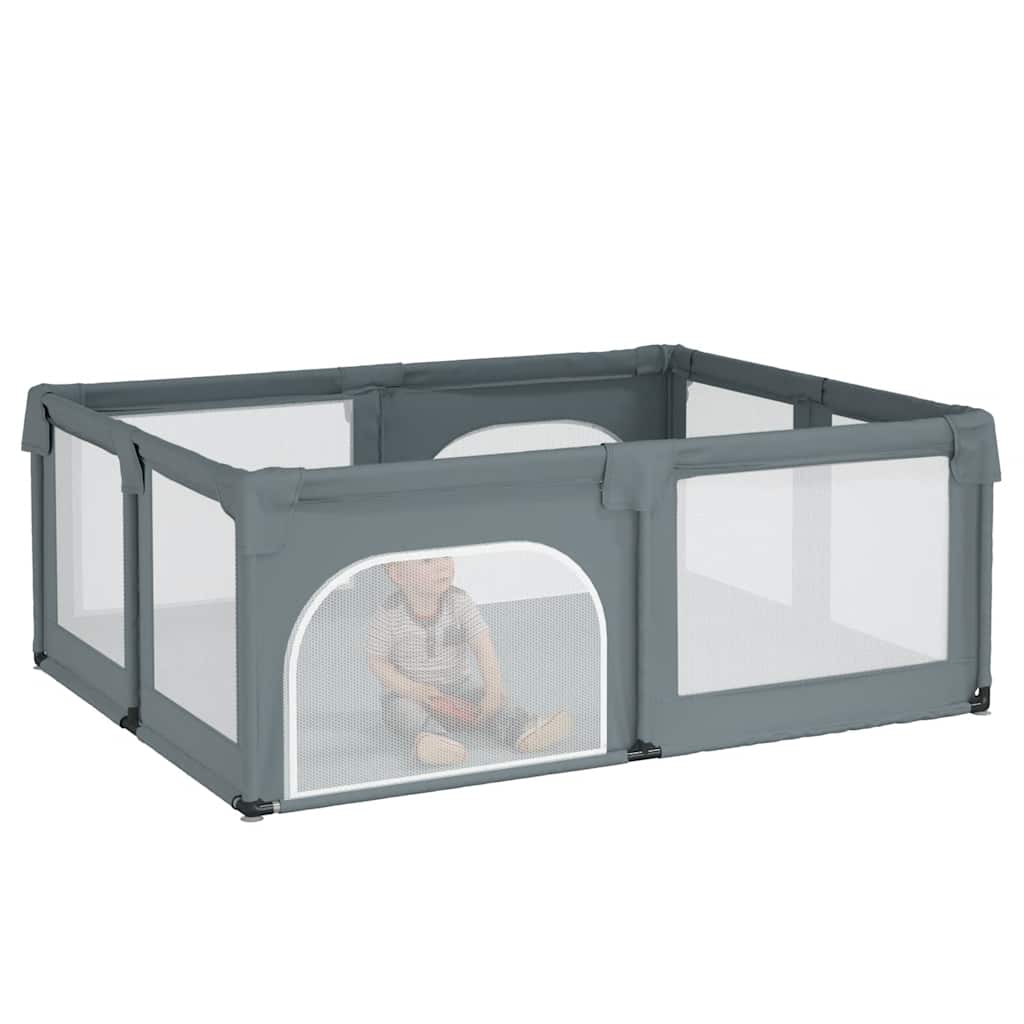 VidaXL Parc pour bébé avec 2 portes Oxford Tissu Gris clair