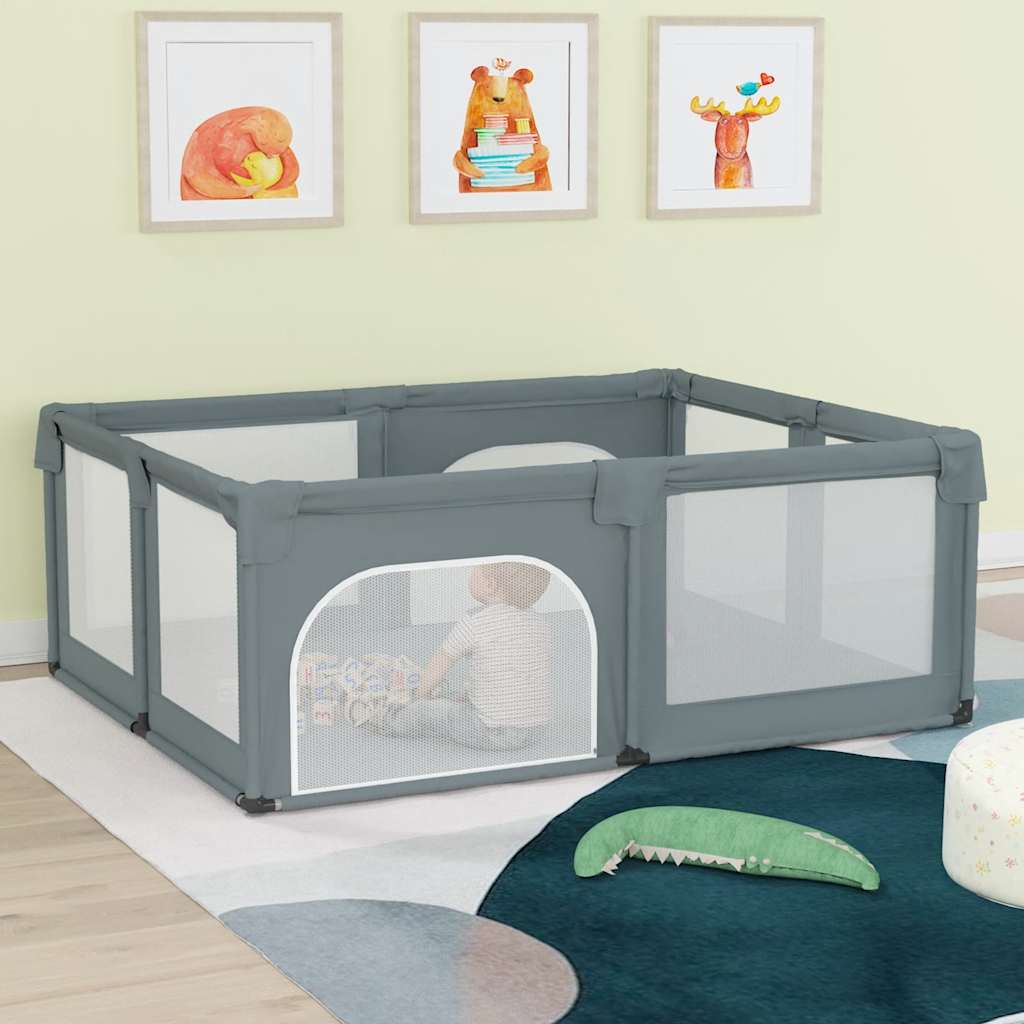 VidaXL Parc pour bébé avec 2 portes Oxford Tissu Gris clair