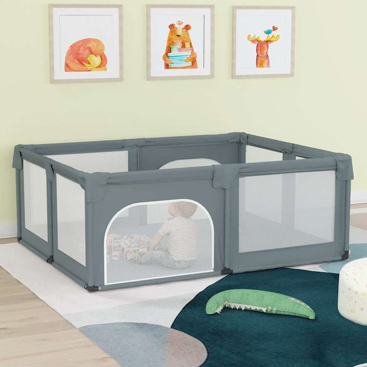 VidaXL Parc pour bébé avec 2 portes Oxford Tissu Gris clair