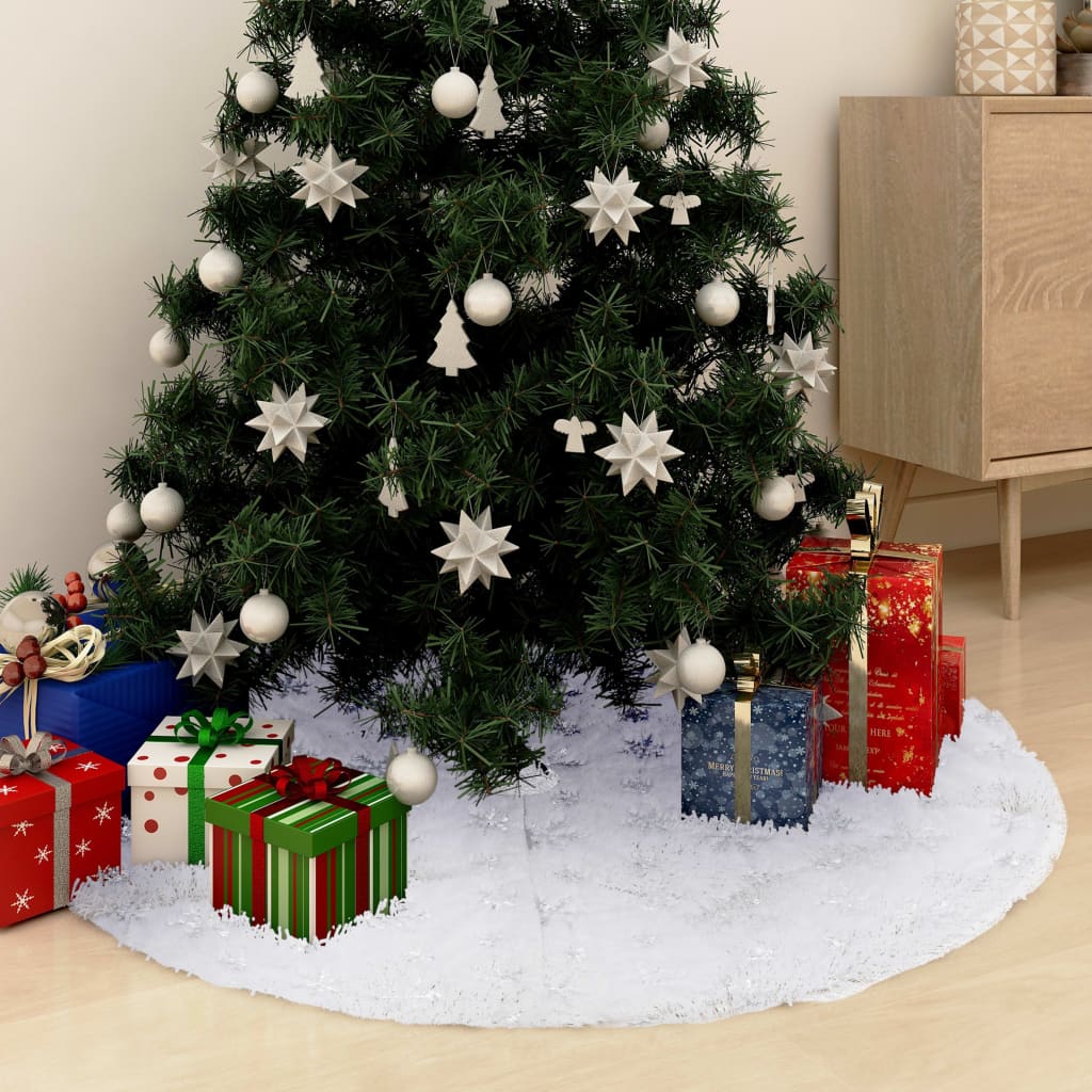 Vidaxl Jupe d'arbre de Noël luxe 90 cm véhicule artificiel blanc