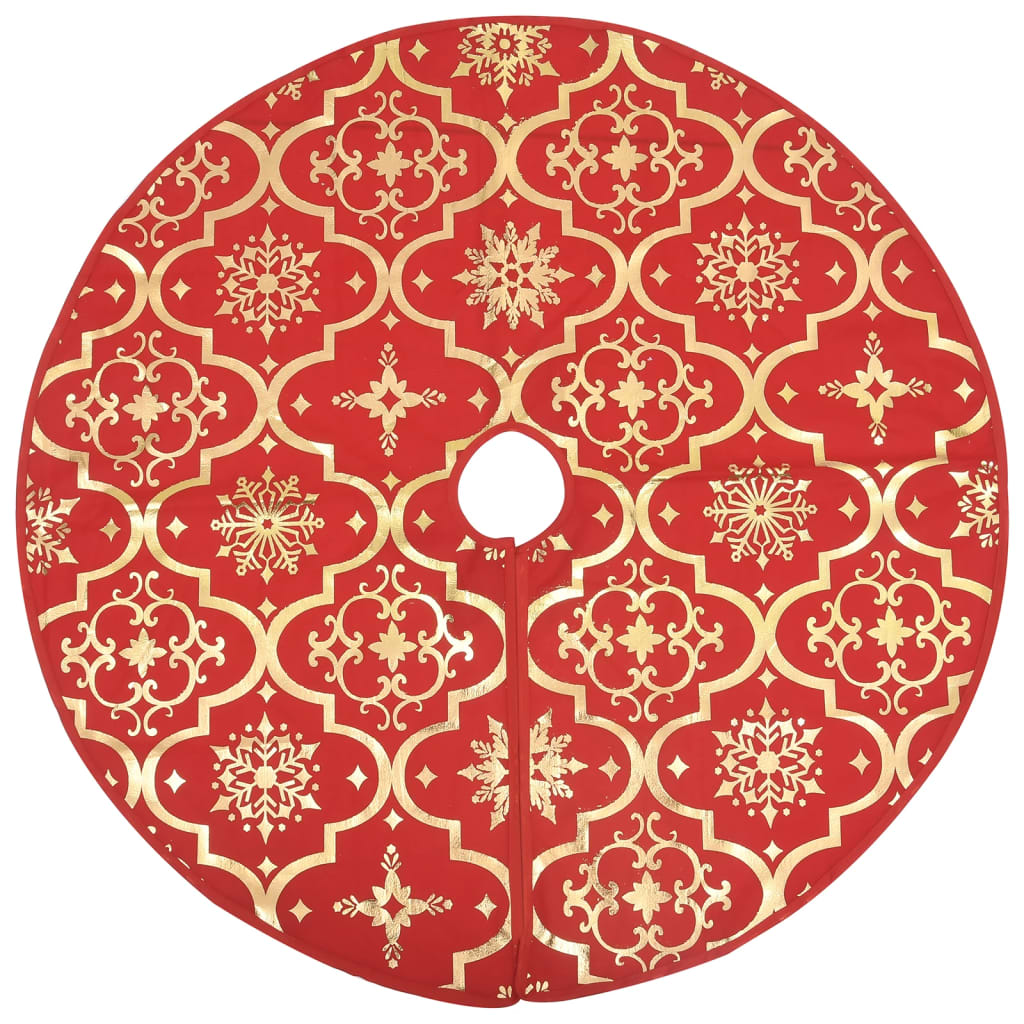 Vidaxl Jupe d'arbre de Noël luxe avec chaussette 122 cm tissu rouge