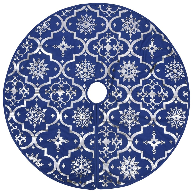 Vidaxl Jupe d'arbre de Noël luxe avec chaussette 90 cm tissu bleu
