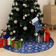 Vidaxl Jupe d'arbre de Noël luxe avec chaussette 90 cm tissu bleu