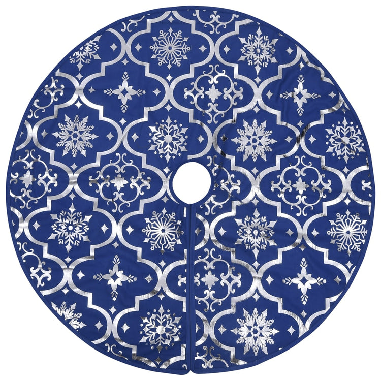 Vidaxl Jupe d'arbre de Noël luxe avec chaussette 150 cm tissu bleu