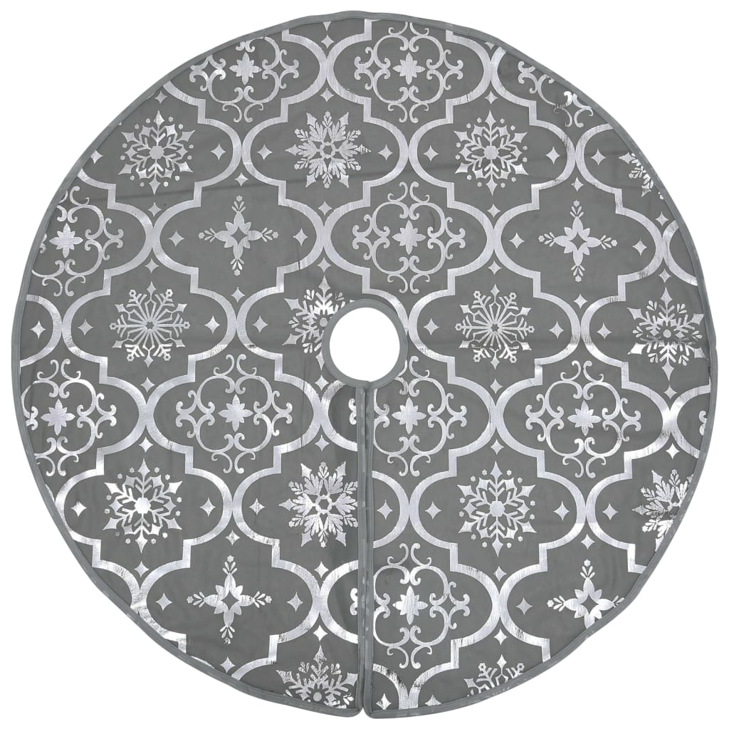 Vidaxl Jupe d'arbre de Noël luxe avec chaussette 90 cm tissu gris