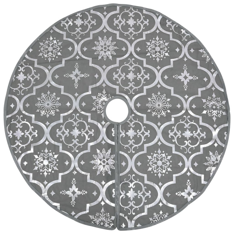 Vidaxl Jupe d'arbre de Noël luxe avec chaussette 90 cm tissu gris