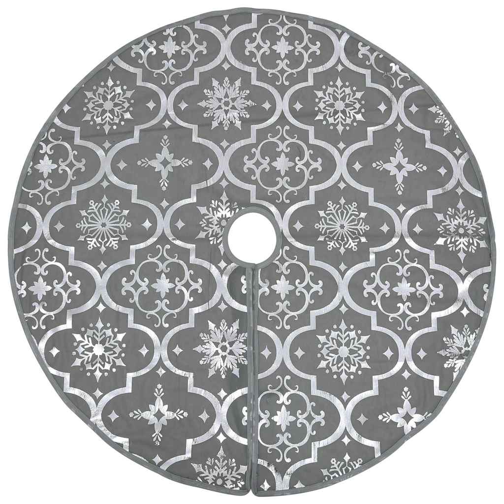 Vidaxl Jupe d'arbre de Noël luxe avec chaussette 150 cm tissu gris