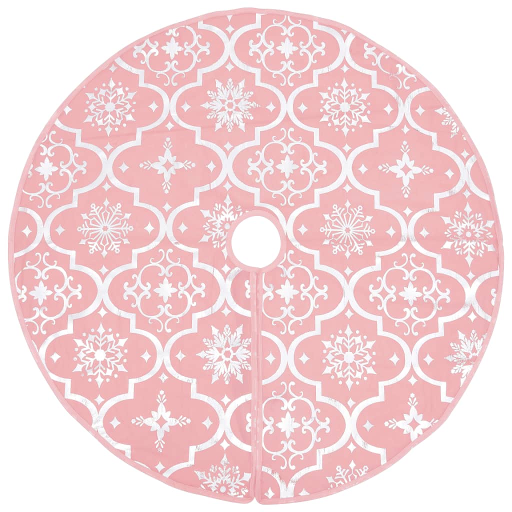 Vidaxl Jupe d'arbre de Noël luxe avec chaussette 122 cm tissu rose