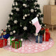 Vidaxl Jupe d'arbre de Noël luxe avec chaussette 122 cm tissu rose