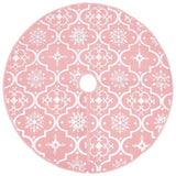 Vidaxl Jupe d'arbre de Noël luxe avec chaussette 150 cm tissu rose - afbeelding 3