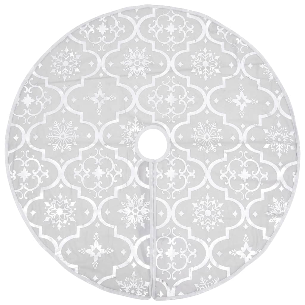 Vidaxl Jupe d'arbre de Noël luxe avec chaussette 90 cm tissu blanc