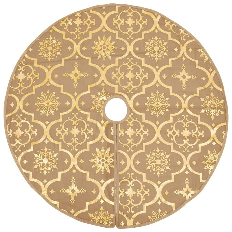 Vidaxl Jupe d'arbre de Noël luxe avec chaussette 90 cm tissu jaune