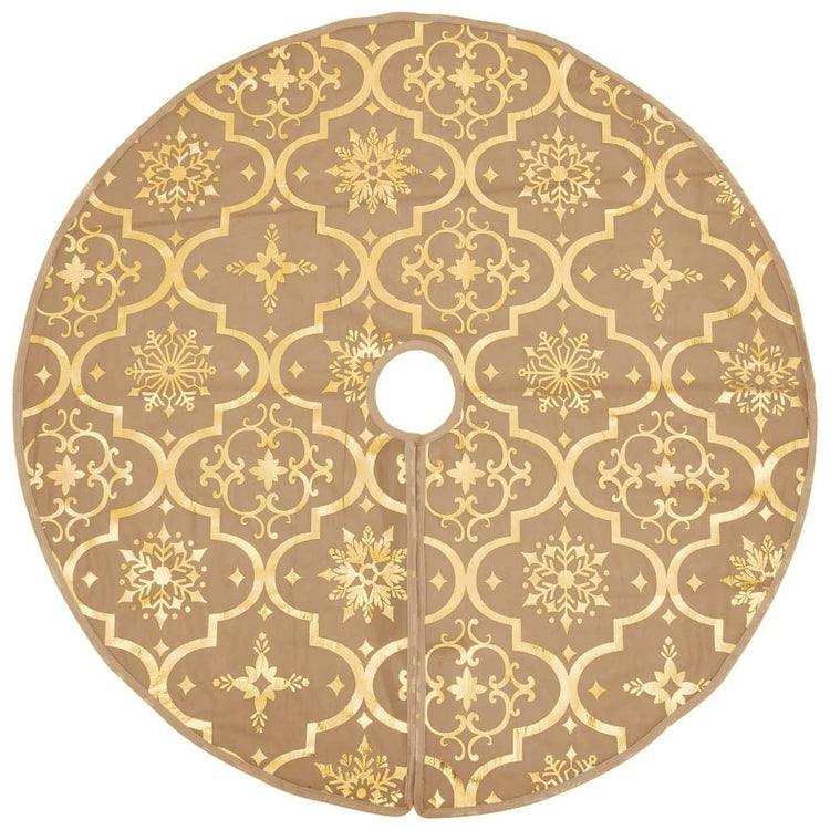 Vidaxl Jupe d'arbre de Noël luxe avec chaussette 122 cm tissu jaune