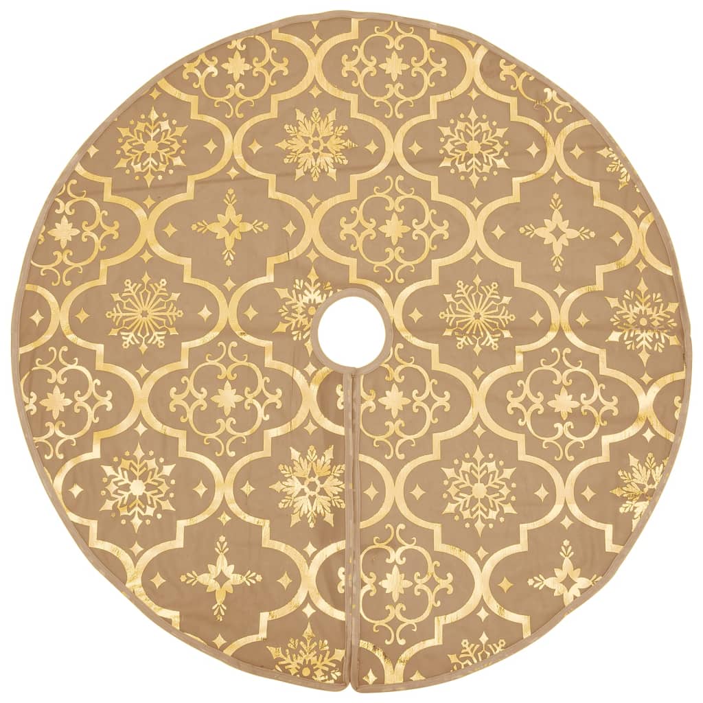 Vidaxl Jupe d'arbre de Noël luxe avec chaussette 150 cm tissu jaune