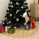 Vidaxl Jupe d'arbre de Noël luxe avec chaussette 150 cm tissu jaune