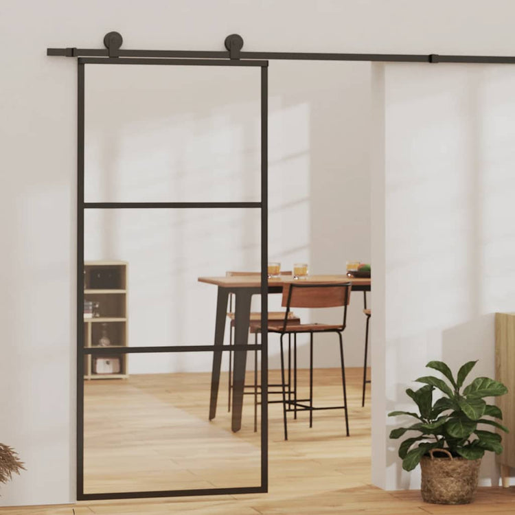 Vidaxx porte coulissante 90x205 cm verre ESG et aluminium noir
