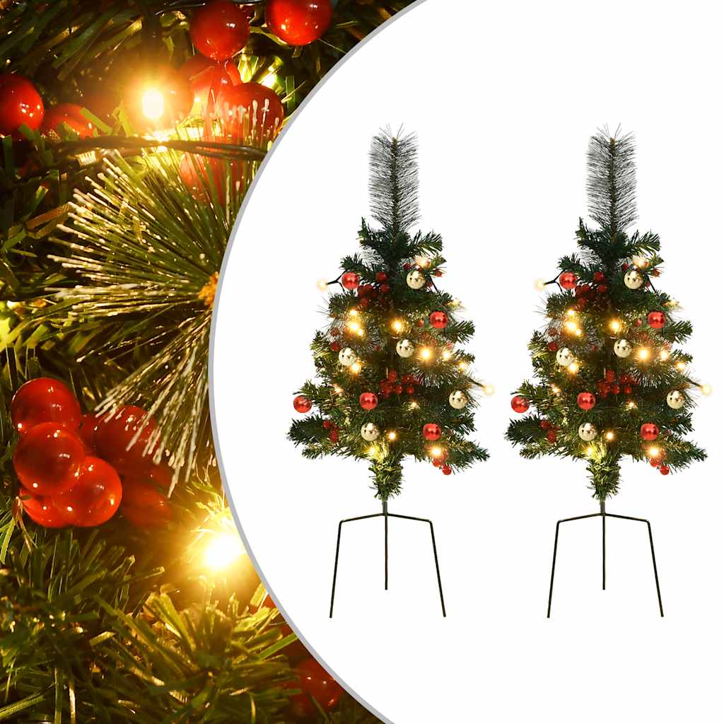 Vidaxl Tuinkerst Trees 2 ST avec éclairage 76 cm PVC