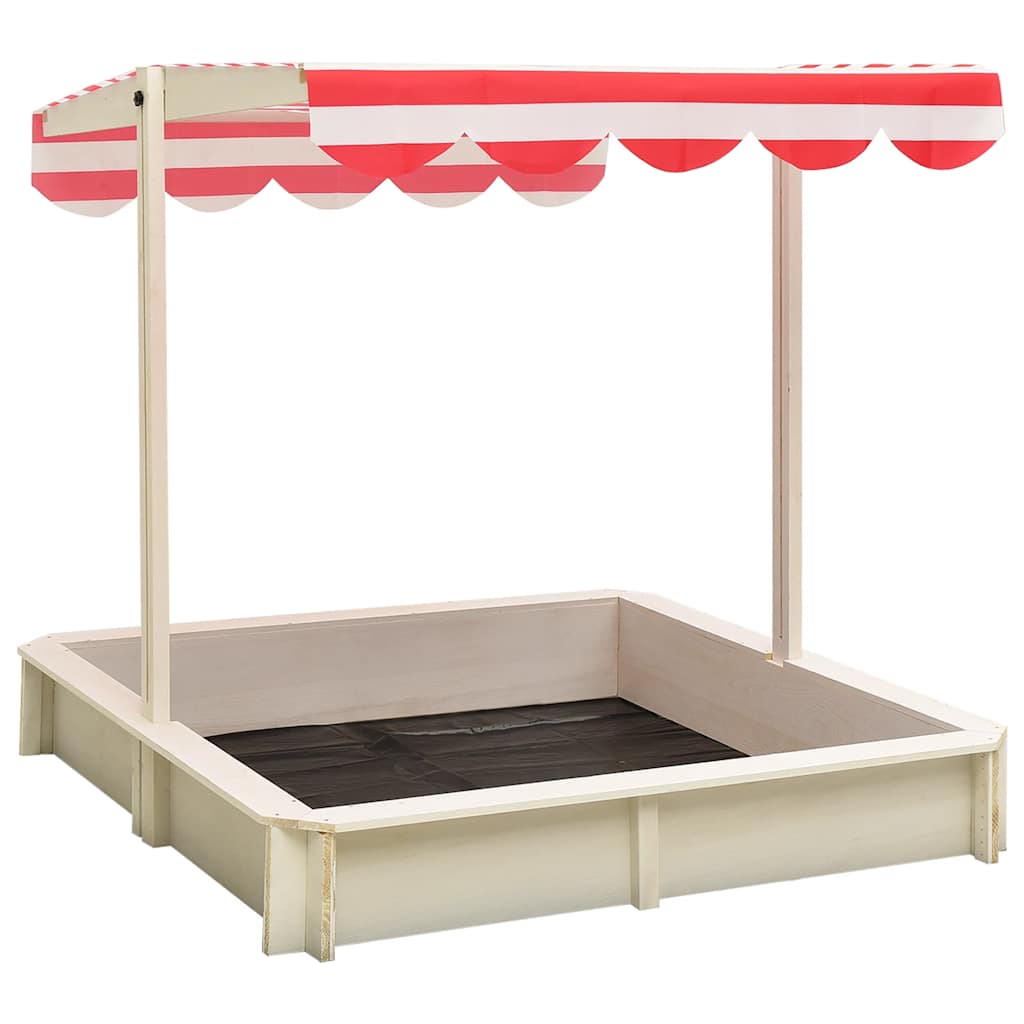 Boîte à sable Vidaxl avec toit réglable UV50 Pinwit blanc et rouge