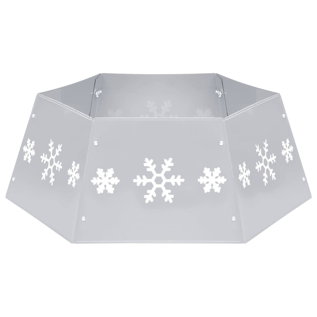 Vidaxl Jupe d'arbre de Noël Ø68x25 cm argent et blanc