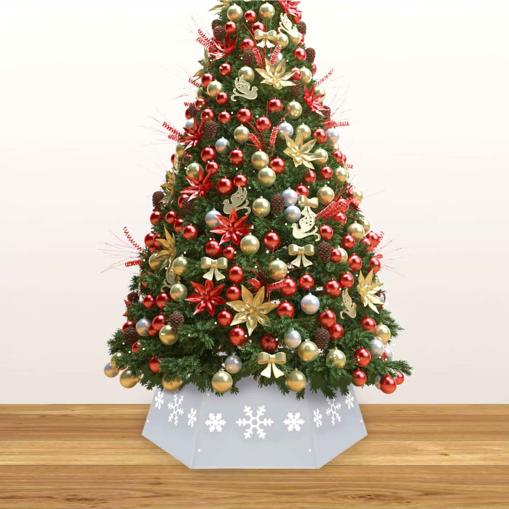 Vidaxl Jupe d'arbre de Noël Ø68x25 cm argent et blanc
