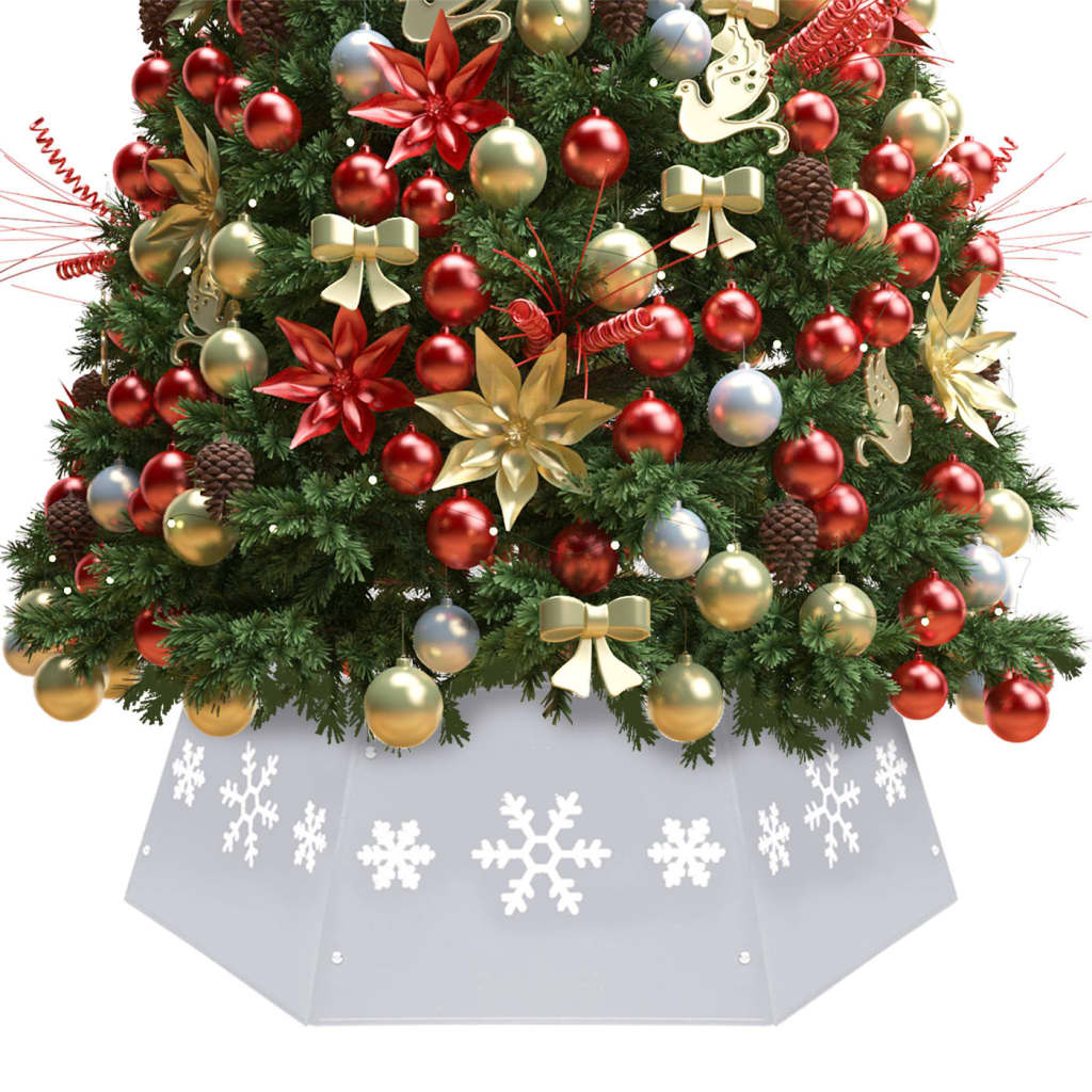 Vidaxl Jupe d'arbre de Noël Ø68x25 cm argent et blanc