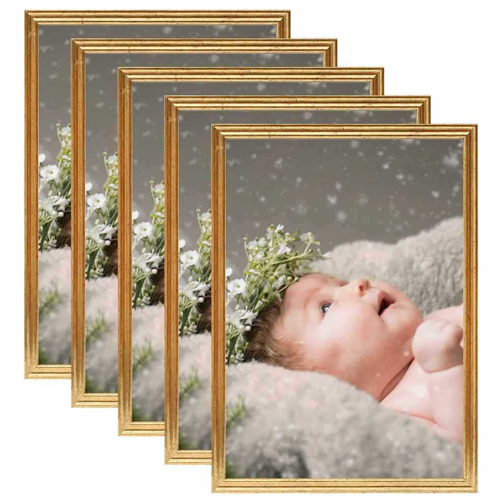 Vidaxl cadres photo 5 pcs pour table 15x21 cm mdf couleur or