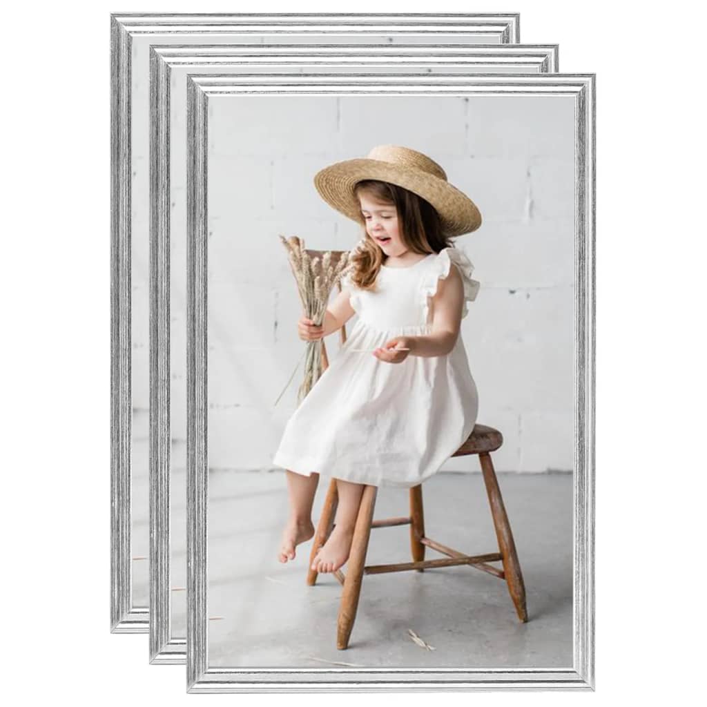 Vidaxl Photo Frames 3 PCS pour le mur ou le tableau 7x90 cm MDF en argent coloré