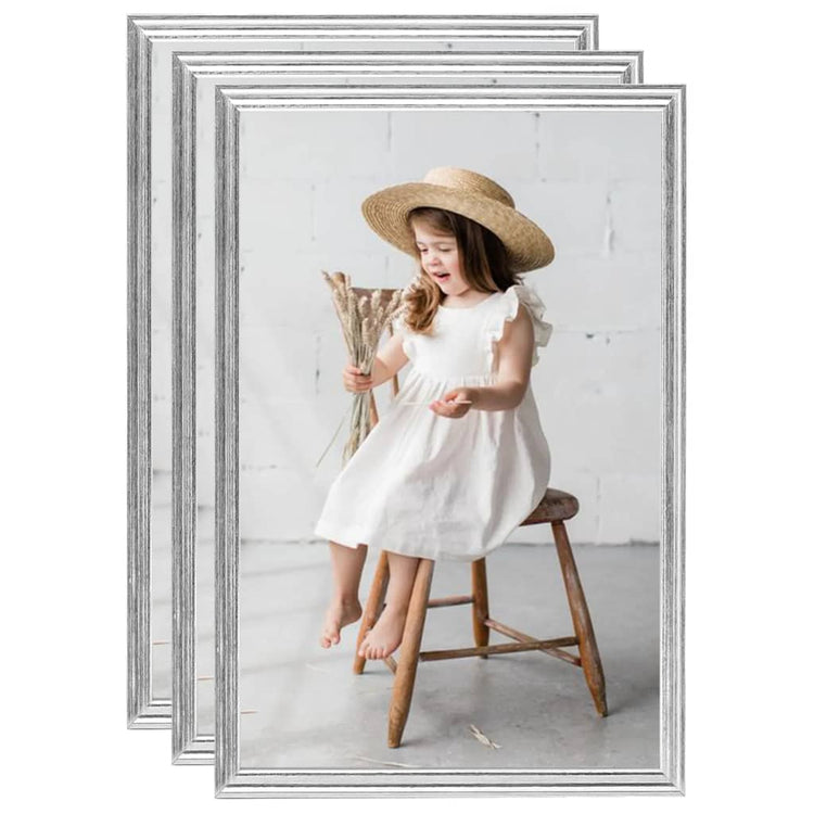 Vidaxl Photo Frames 3 PCS pour le mur ou le tableau 7x90 cm MDF en argent coloré