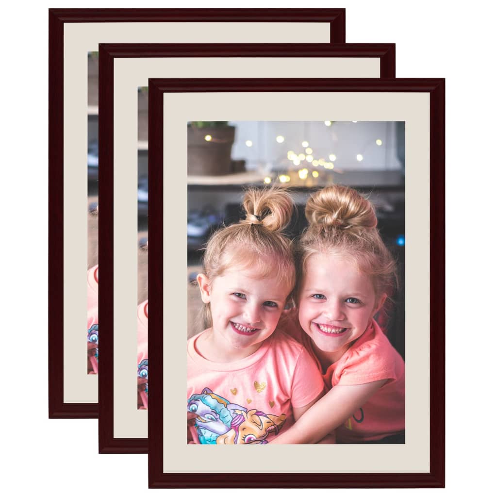 Vidaxl Photo Frames 3 PCS pour le mur ou le tableau 59.4x84 cm rouge foncé