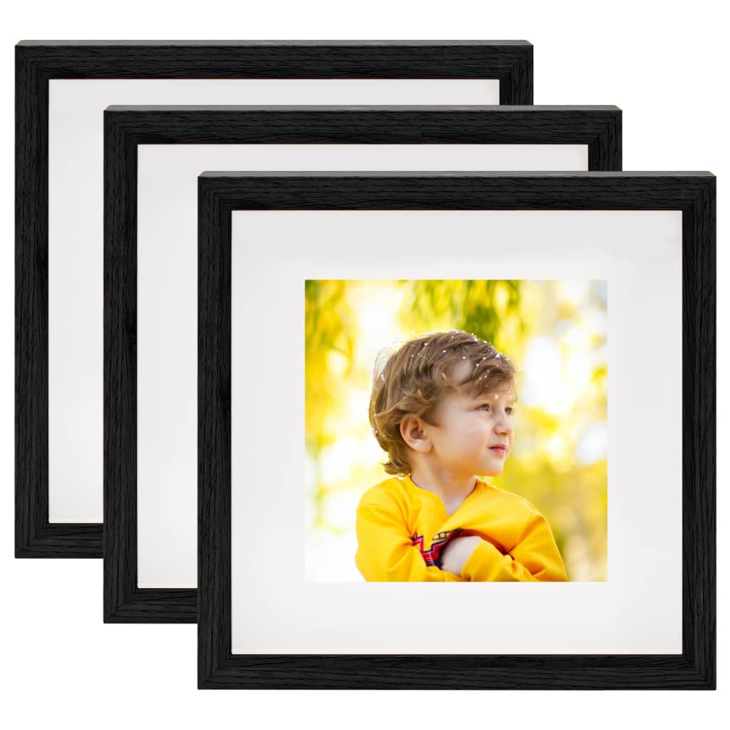 Vidaxl Photo Frames 3 PCS pour 13x13 cm Photo 3D 23x23 cm noir