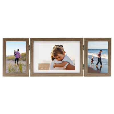 Cadre photo Vidaxl Triptych 22x15 cm + 2x (10x15 cm) marron clair