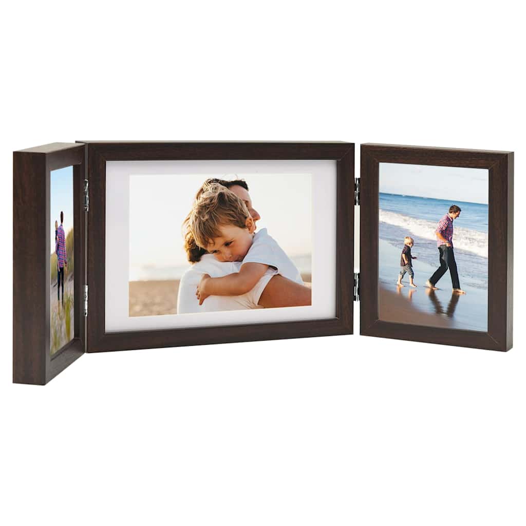 Cadre photo Vidaxl Triptych 28x18 cm + 2x (13x18 cm) marron