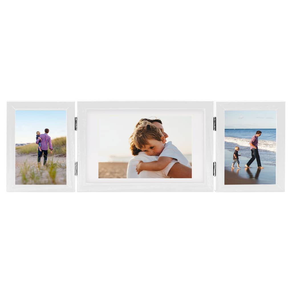 Cadre photo Vidaxl Triptych 28x18 cm + 2x (13x18 cm) blanc