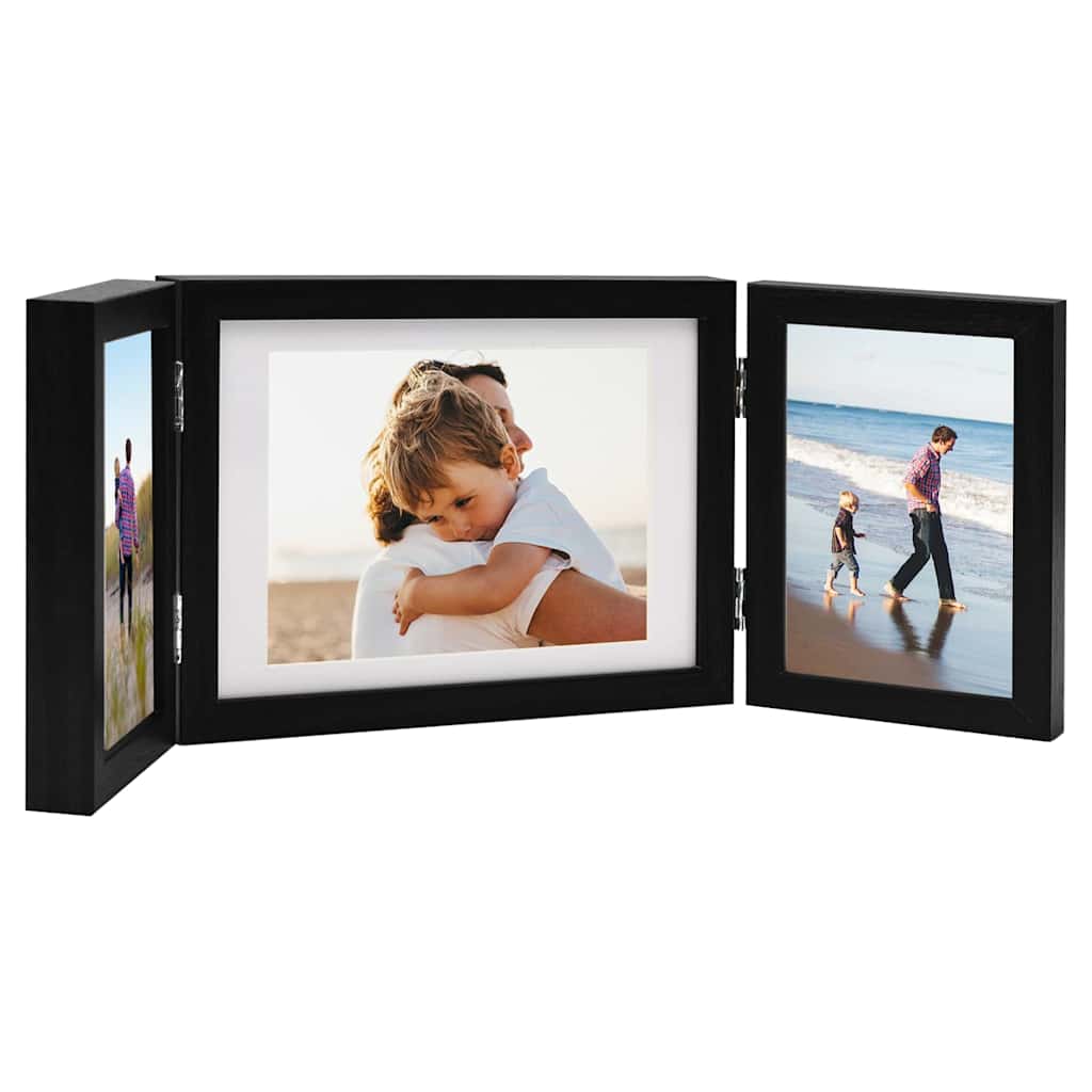 Cadre photo Vidaxl Triptych 22x15 cm + 2x (10x15 cm) noir