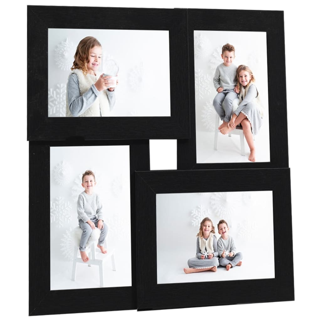 Cadre photo vidaxl pour 4x (10x15 cm) Photo mdf noir