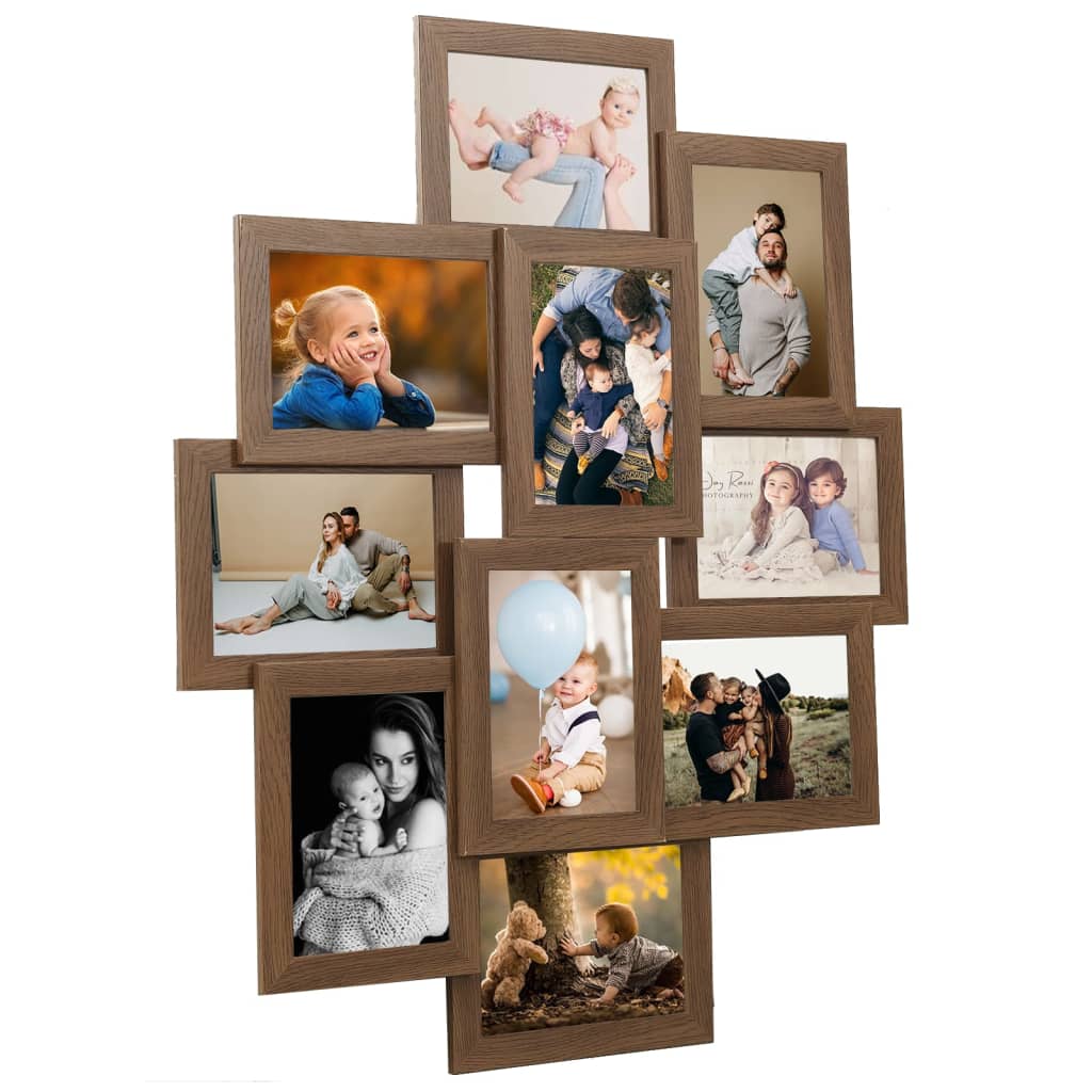 Cadre photo Vidaxl pour 10x (10x15 cm) Photo MDF Brun clair