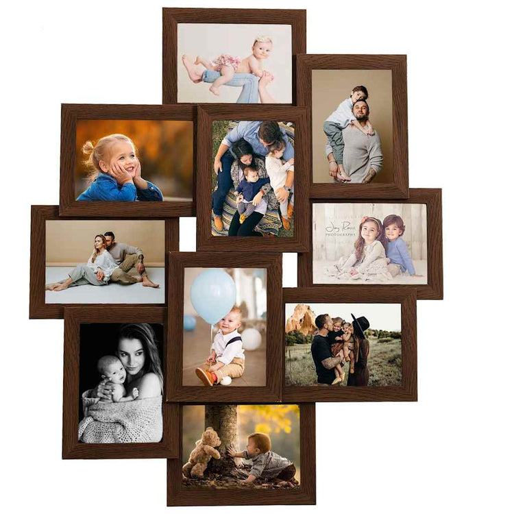 Cadre photo Vidaxl pour 10x (10x15 cm) Photo MDF Dark Bruin
