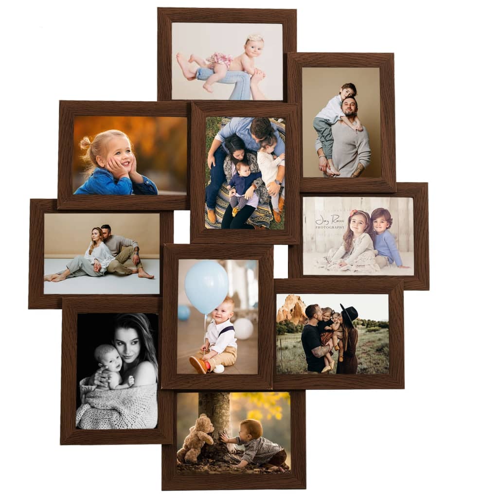 Cadre photo Vidaxl pour 10x (13x18 cm) Photo MDF Brun foncé