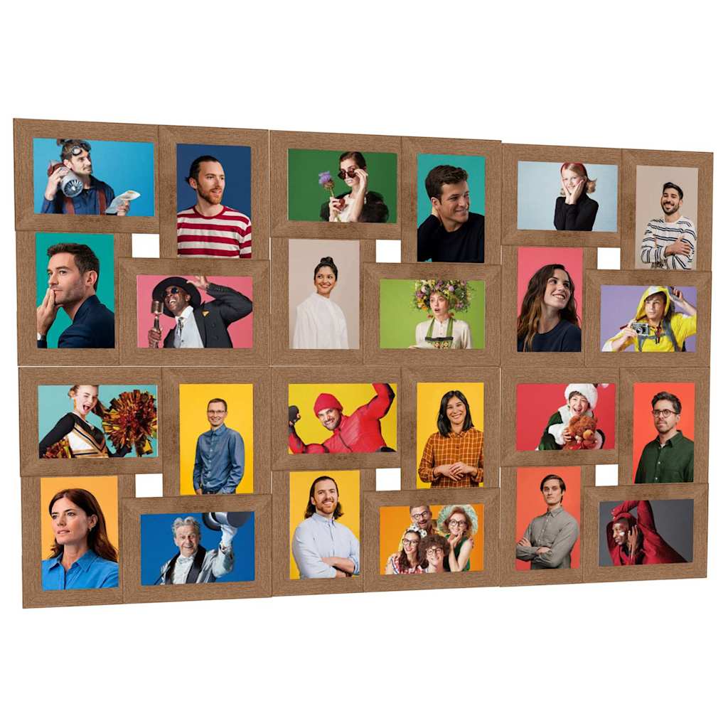 Vidaxl Photo Cadre pour 24x (13x18 cm) Photo MDF LICHTBRUIN