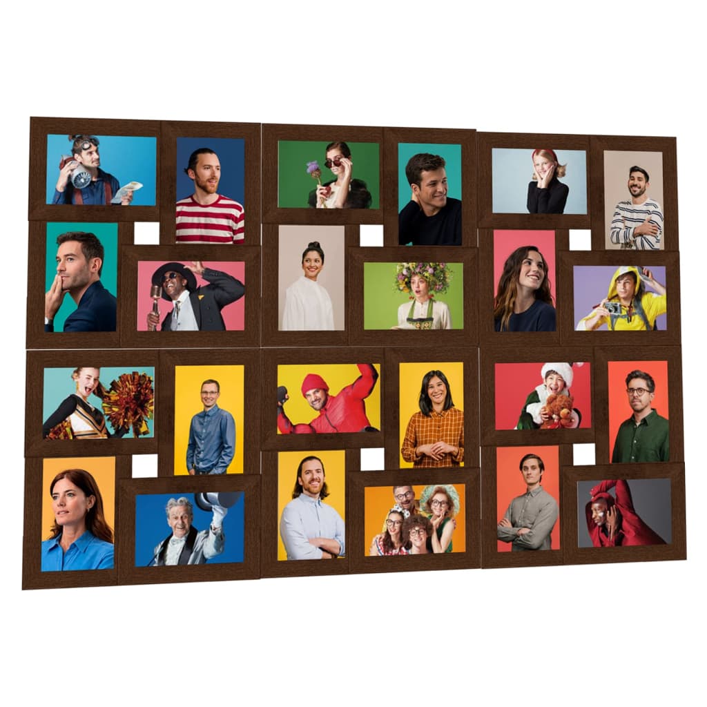 Cadre photo Vidaxl pour 24 x (13x18 cm) Photo MDF Brown foncé