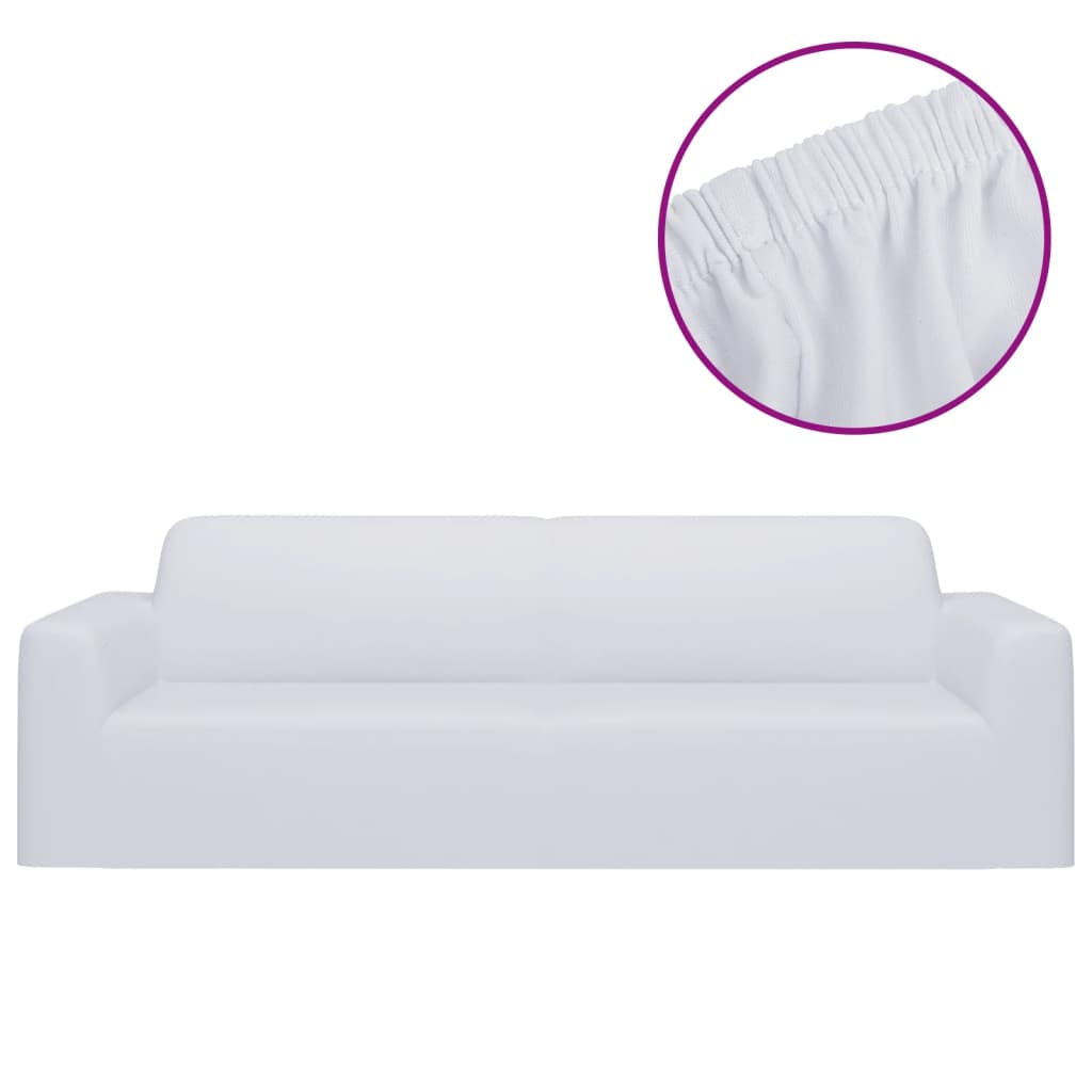 Vidaxl trois banques couvrantes de banque stretch polyester jersey blanc