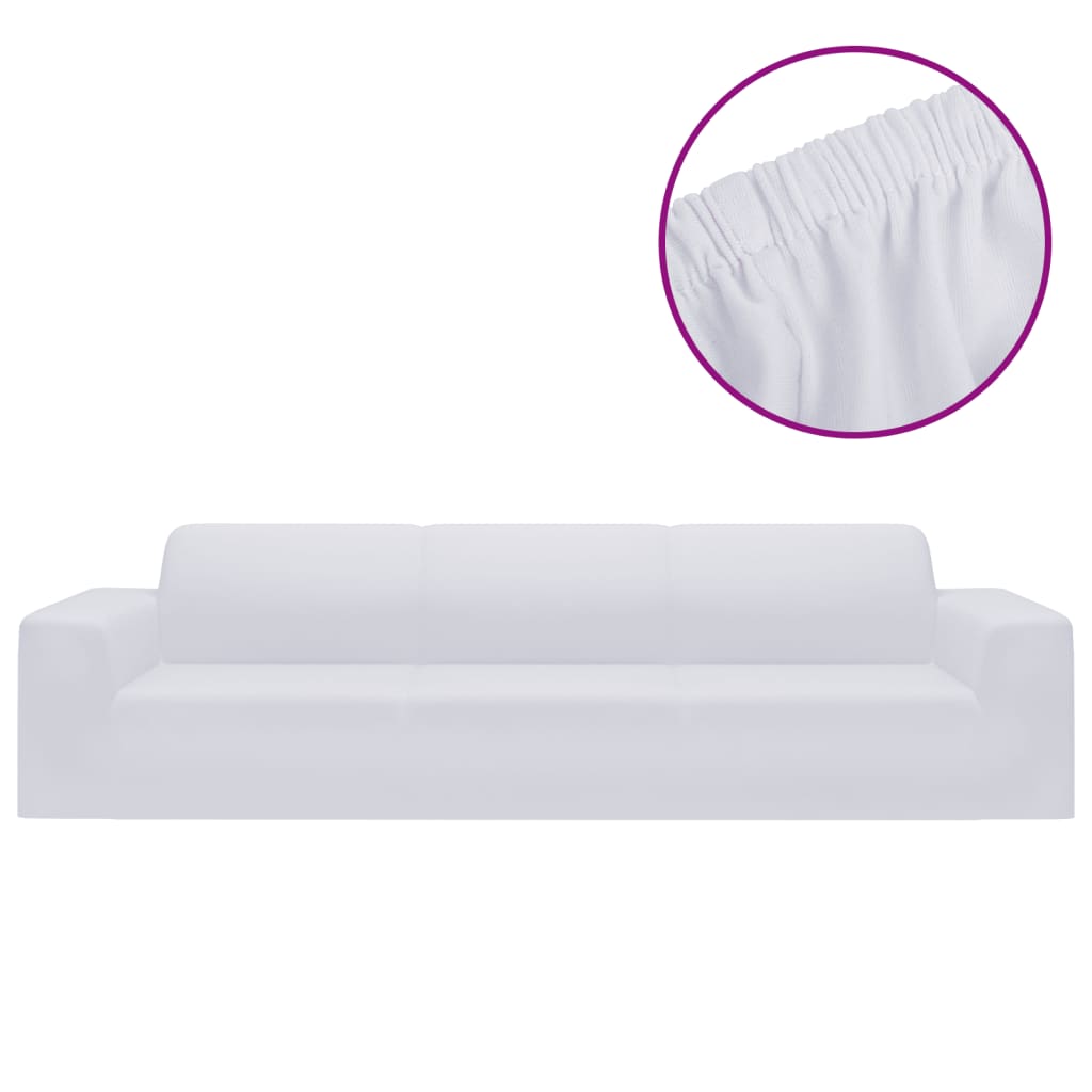 Vidaxl Four -Sater Bank Cover Stretch Polyester Jersey White