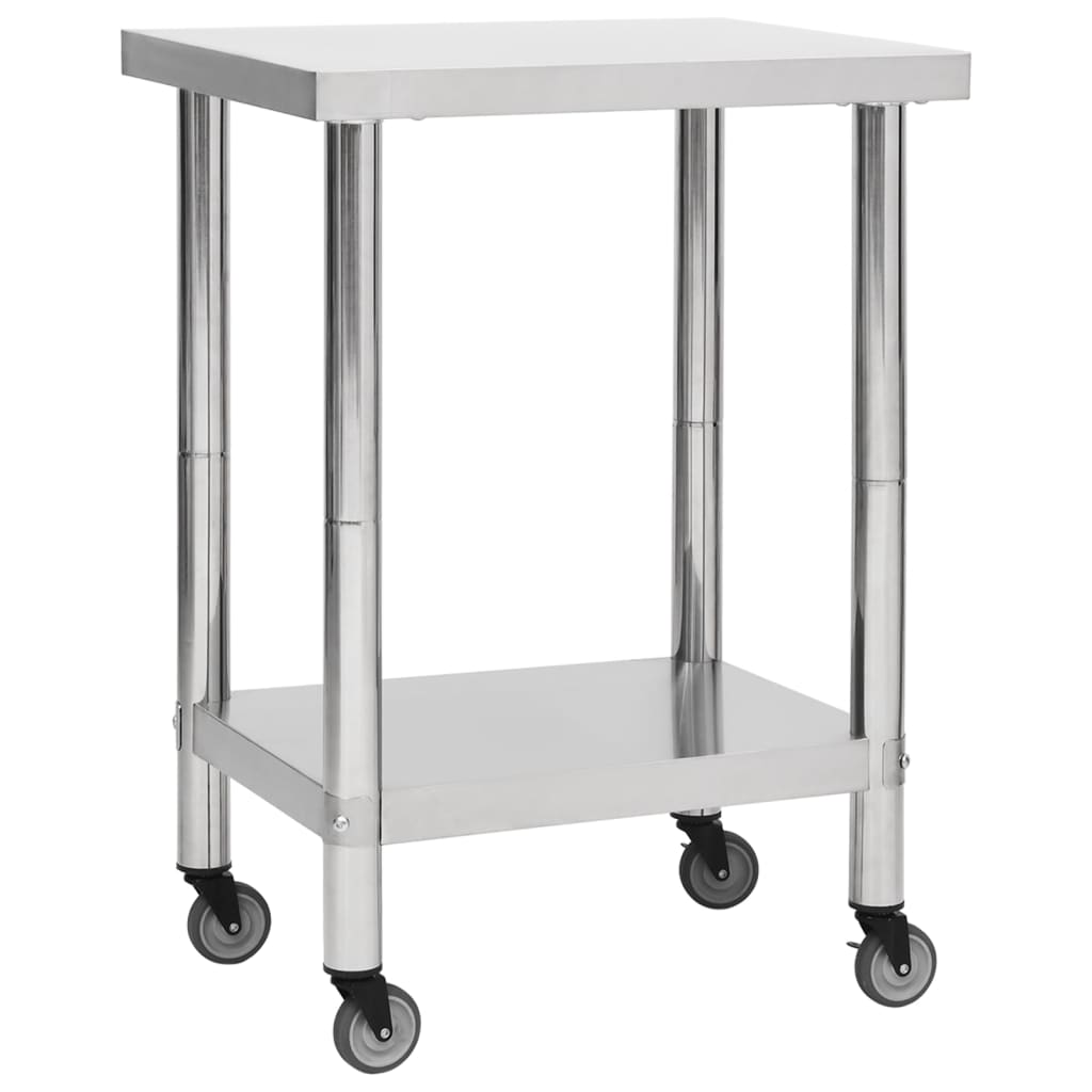Table de cuisine Vidaxl avec roues 60x45x85 cm en acier inoxydable