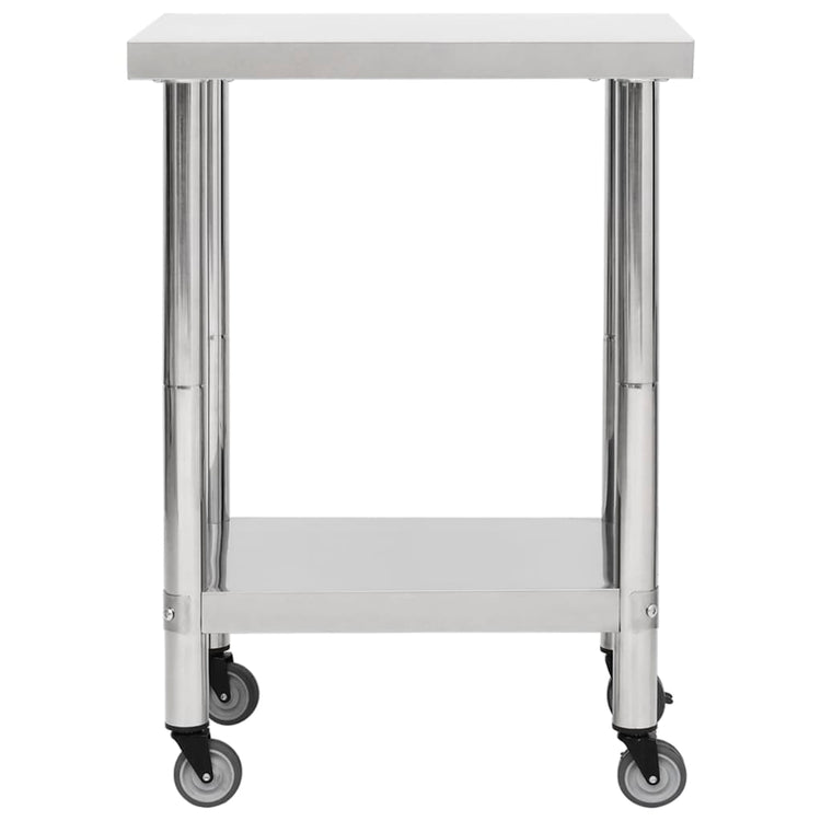 Table de cuisine Vidaxl avec roues 60x45x85 cm en acier inoxydable
