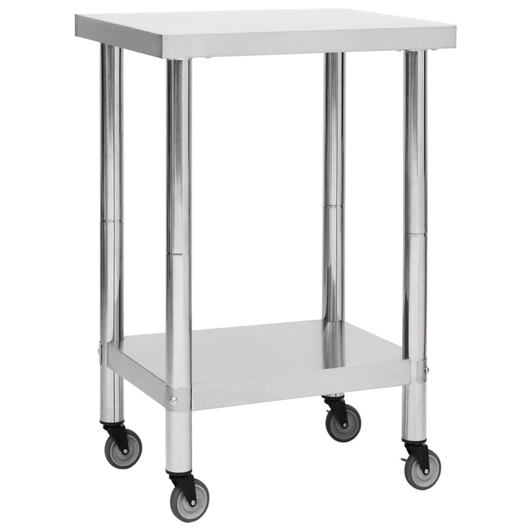 Table de cuisine Vidaxl avec roues 60x60x85 cm en acier inoxydable