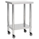 Table de cuisine Vidaxl avec roues 60x60x85 cm en acier inoxydable