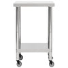 Table de cuisine Vidaxl avec roues 60x60x85 cm en acier inoxydable