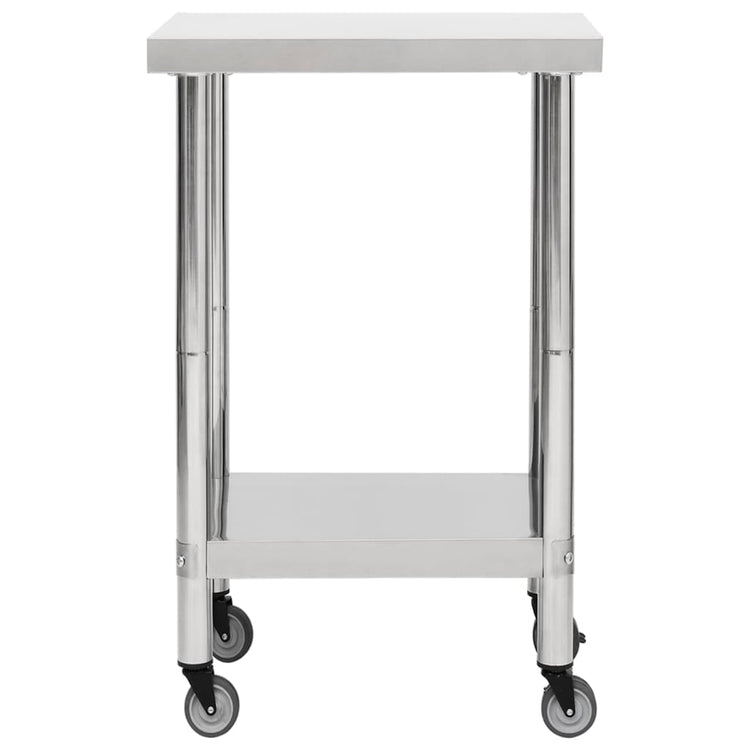 Table de cuisine Vidaxl avec roues 60x60x85 cm en acier inoxydable