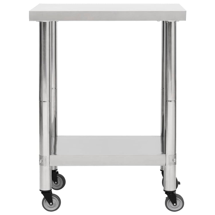 Table de travail de cuisine Vidaxl avec roues 80x30x85 cm en acier inoxydable