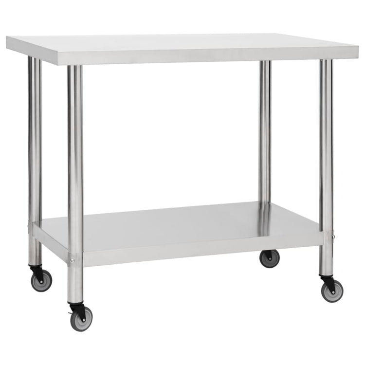 Table de cuisine Vidaxl avec roues 80x60x85 cm en acier inoxydable